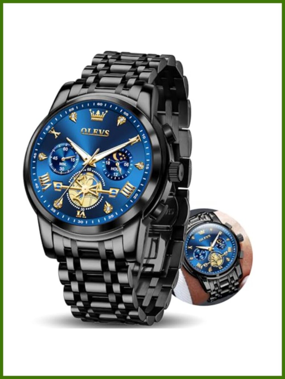 OLEVS Men's Luxury Dress Stainless Steel Waterproof Chronograph Watch